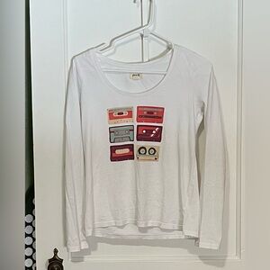 Pact White Long Sleeve Tee with Cassette Print